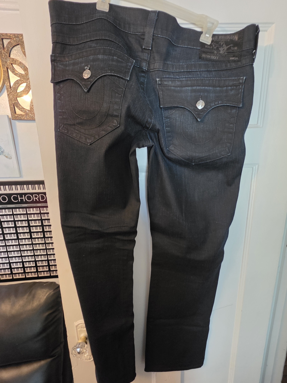 True Religion Men's Straight Jeans in Black